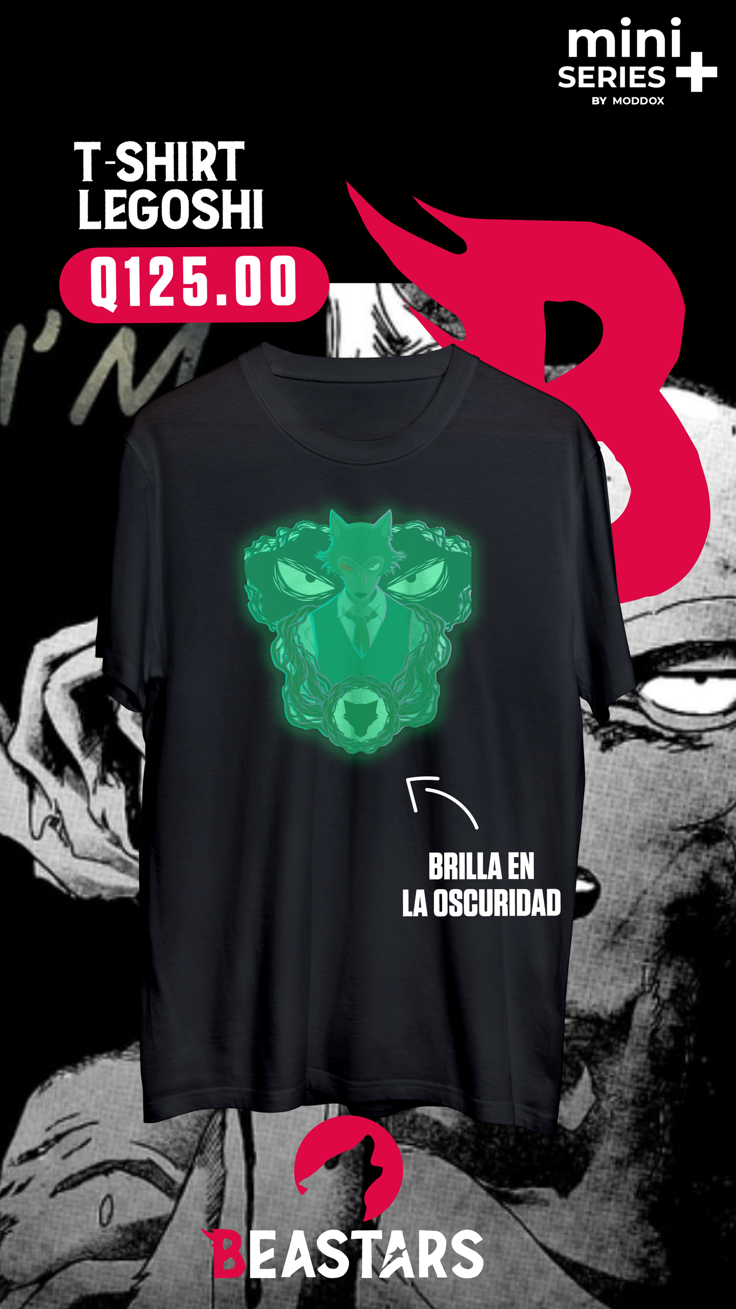 T-Shirt - beastars - Legoshi Glow into the night |