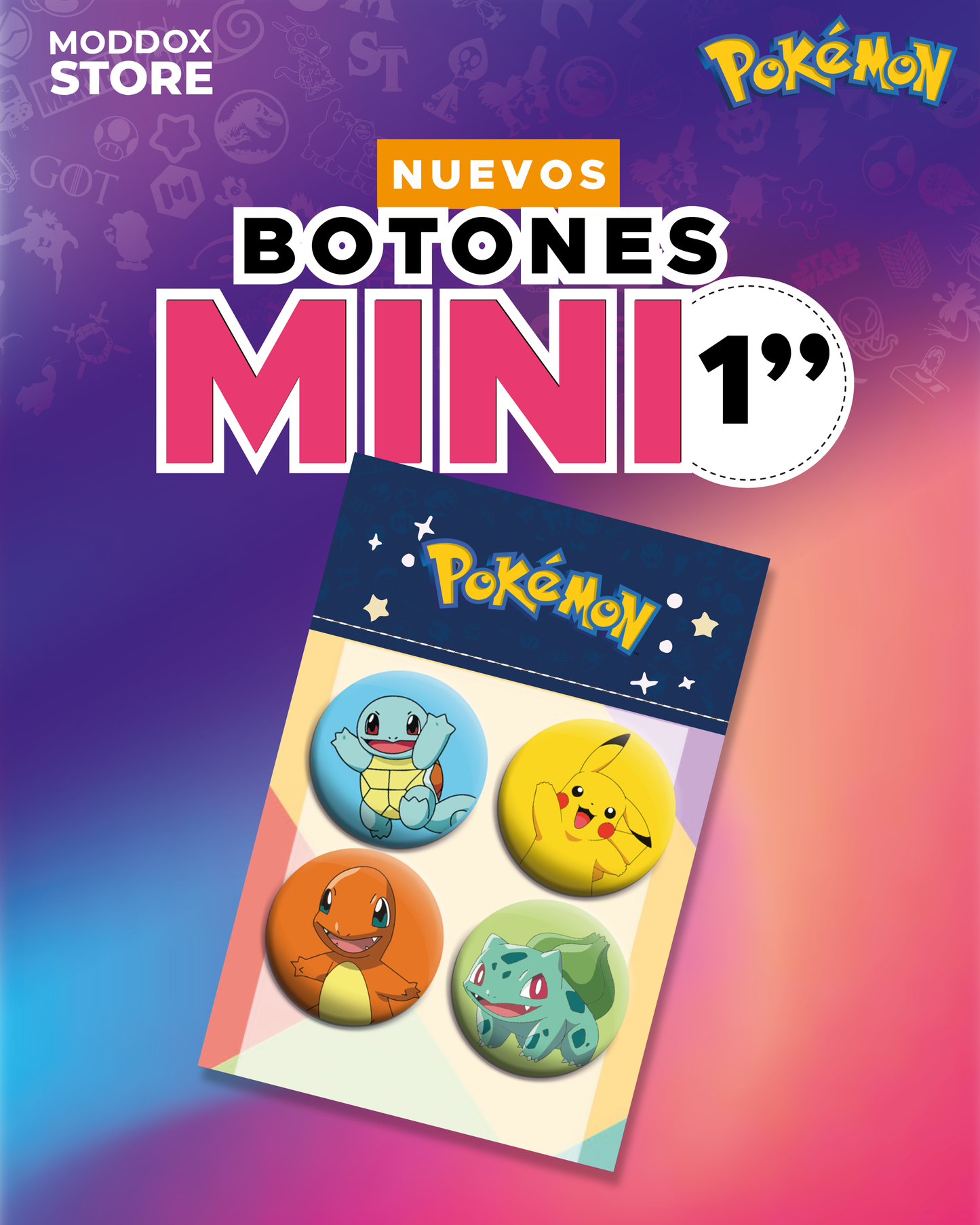 Set Botón Pin | Pokémon | Iniciales