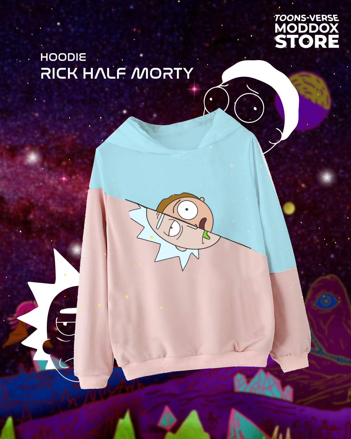 Hoodie | Rick And Morty | Rick Half Morty