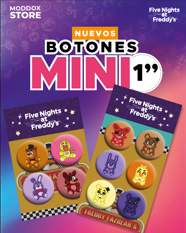 Set Botón Pin | Five Nights At Freddy´s | Chibi y Pixel