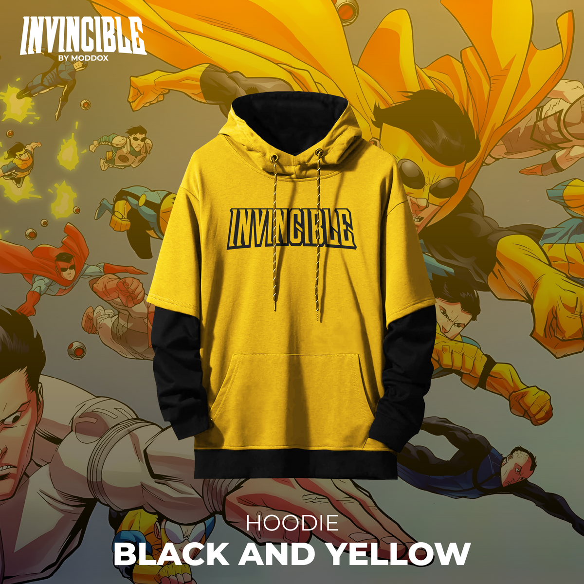 Invincible Yellow Color hoodie | Invencible | Black And Yellow – Moddox